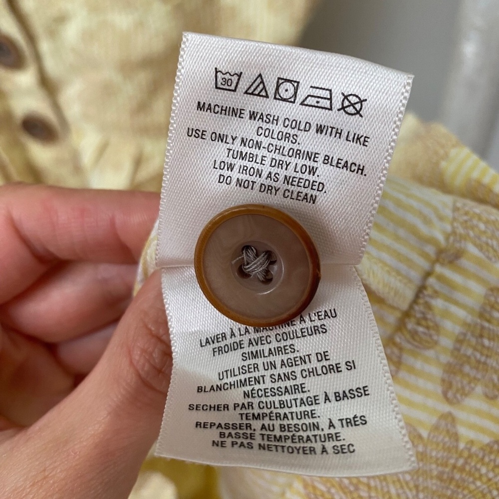 Maeve Anthropologie Yellow Seersucker Cotton Button-Front Dragonfly Dress Sz 00P - Picture 9 of 9